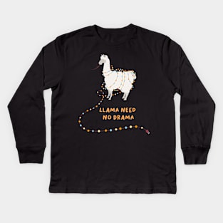 llama need no drama Kids Long Sleeve T-Shirt